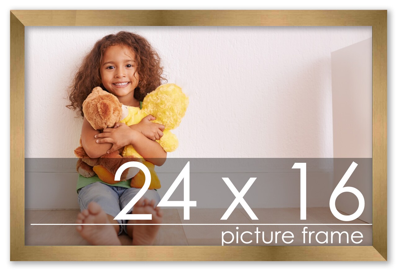 24x16 Gold Bronze Wood Picture Frame - UV Acrylic, Foam Board Backing, Hanging Hardware